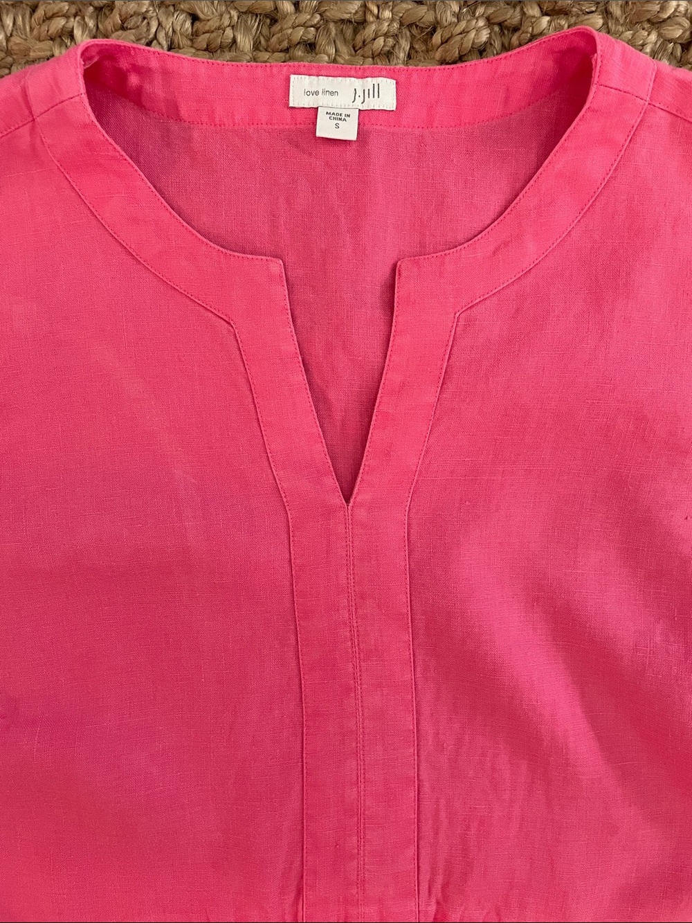 J.Jill Love Linen 100% Linen Sunwashed Pink Sleeveless Shift Dress Pockets Small - Picture 5 of 8
